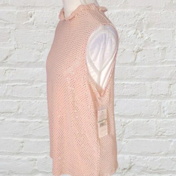 Nanette Lepore Sleeveless High Collar Sequined Pink Blouse in Size Large… - Picture 2 of 4